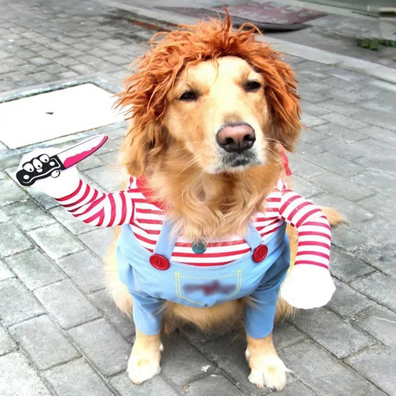 Halloween Deadly Doll Dog Costume Set – Funny Pet Outfit Pet Costume Set Babs