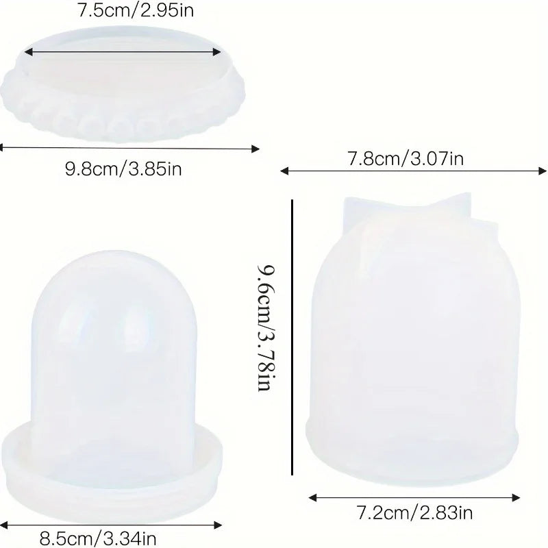 Cloche Bell Jar Silicone Resin Mold Set – Dome & Dice Cup Silicone Resin Mold Babs