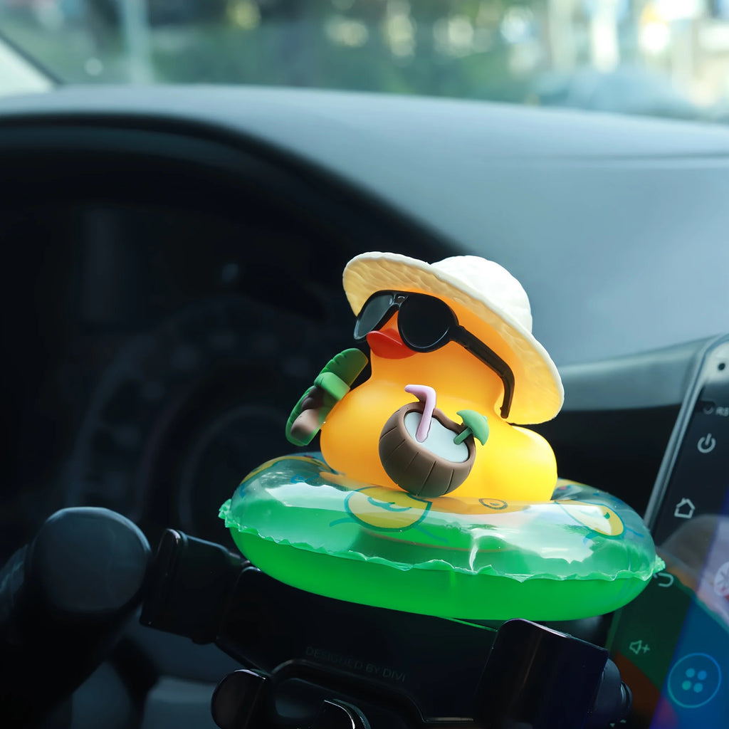 Tropical Rubber Duck Car Ornament – Beach Dashboard Decor Car Dashboard Ornament Babs