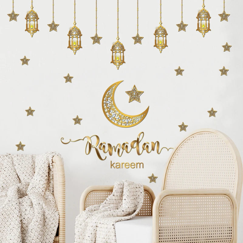 Ramadan Mubarak Wall & Window Stickers – Eid Moon Star Decor Decorative Wall Stickers Babs A
