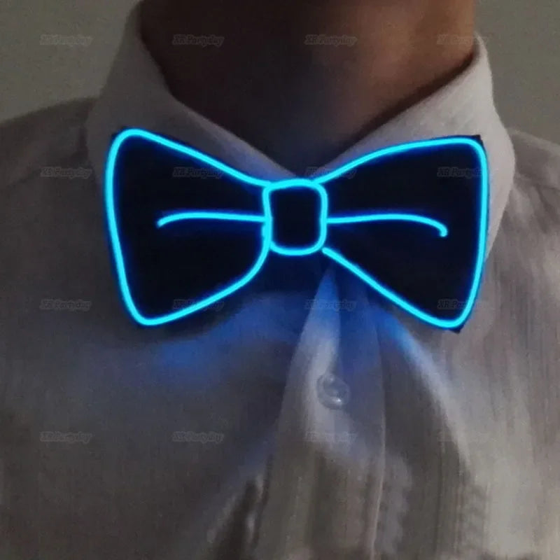 LED Light Up Suspenders & Bow Tie Set – Glow Party Costume LED Costume Accessories Babs blue bow