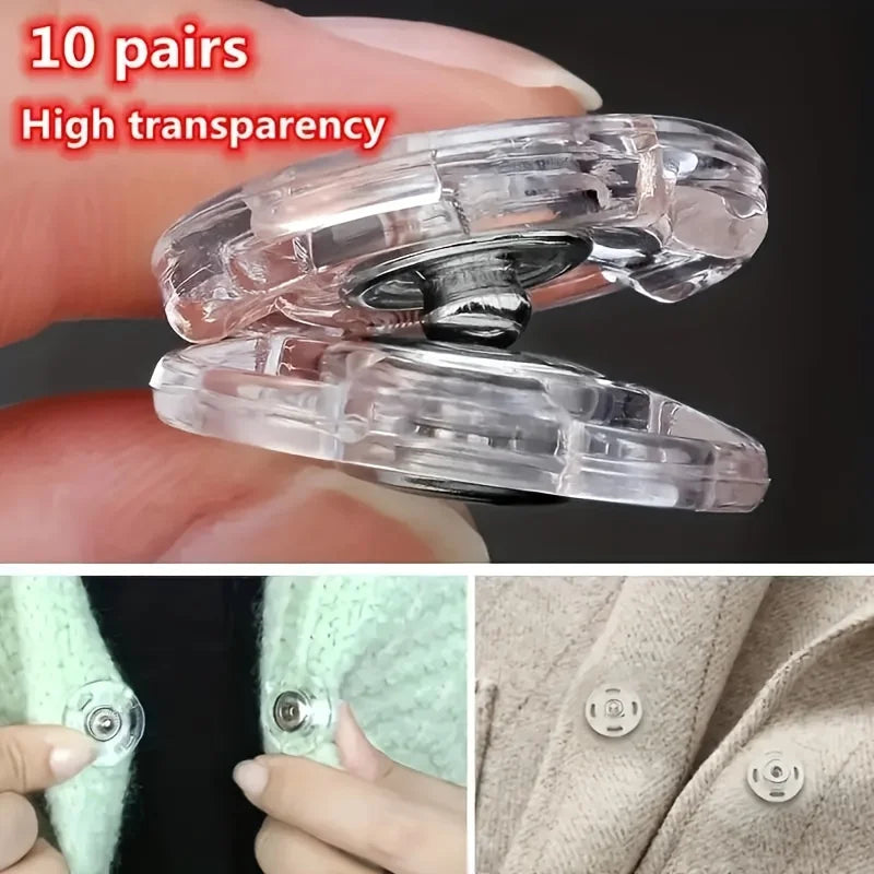 Invisible Snap Buttons for Shirts & Sweaters – 5/10 Pairs Clothing Snap Buttons Babs
