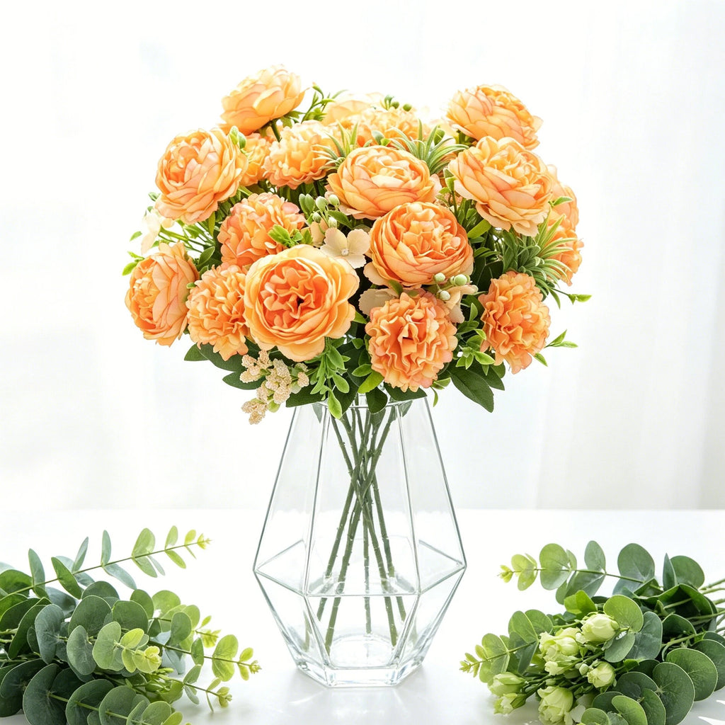 Artificial Chrysanthemum Bouquet 5-Fork Faux Flowers – Home & Wedding Artificial Flower Bouquet Babs