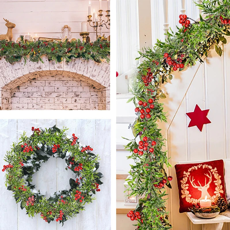 150cm Christmas Wreath Artificial Vine Floral Garland Decor Christmas Wreath Garland Babs
