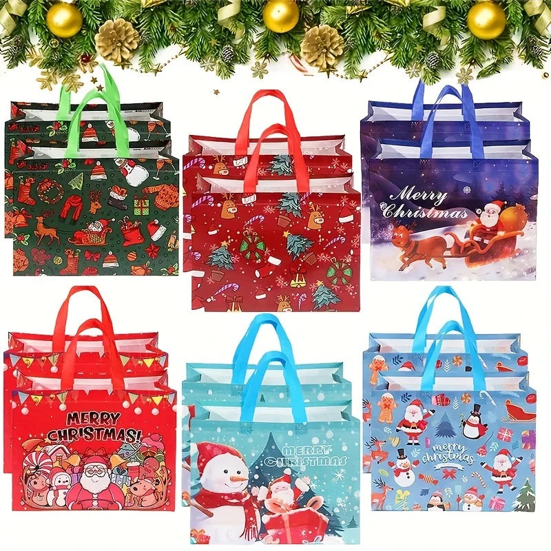 Reusable Christmas Gift Bags with Handles – 6/12 Pack Xmas Christmas Gift Bags Babs