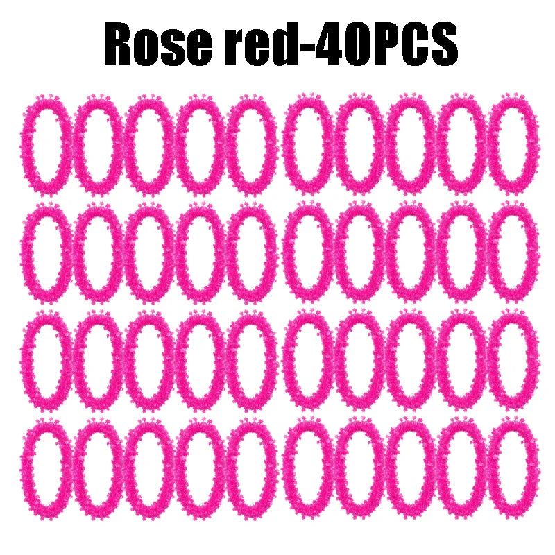 Flower Garland Glow Necklaces UV Blacklight Party Set 16pc Glow Party Necklace Babs Rose red-40PCS 45CM