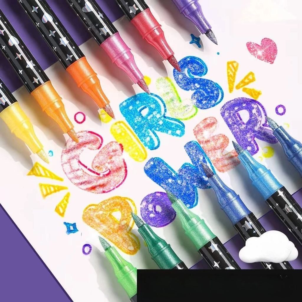 Double-Headed Glitter Chalk Marker Pen Set – 12 to 48 PCS Glitter Marker Set Babs