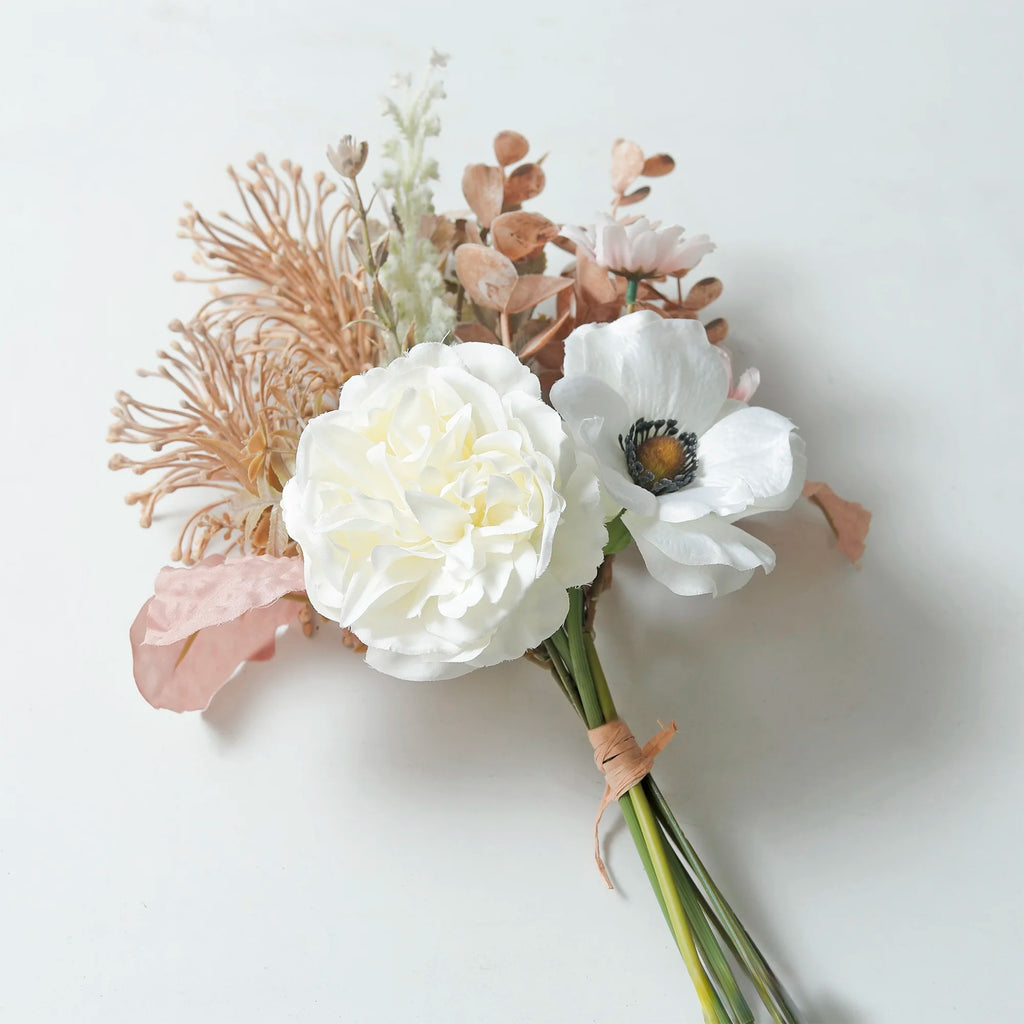 Silk Artificial Peony Daisy & Eucalyptus Stems | Home & Wedding Decor Artificial Flower Stems Babs