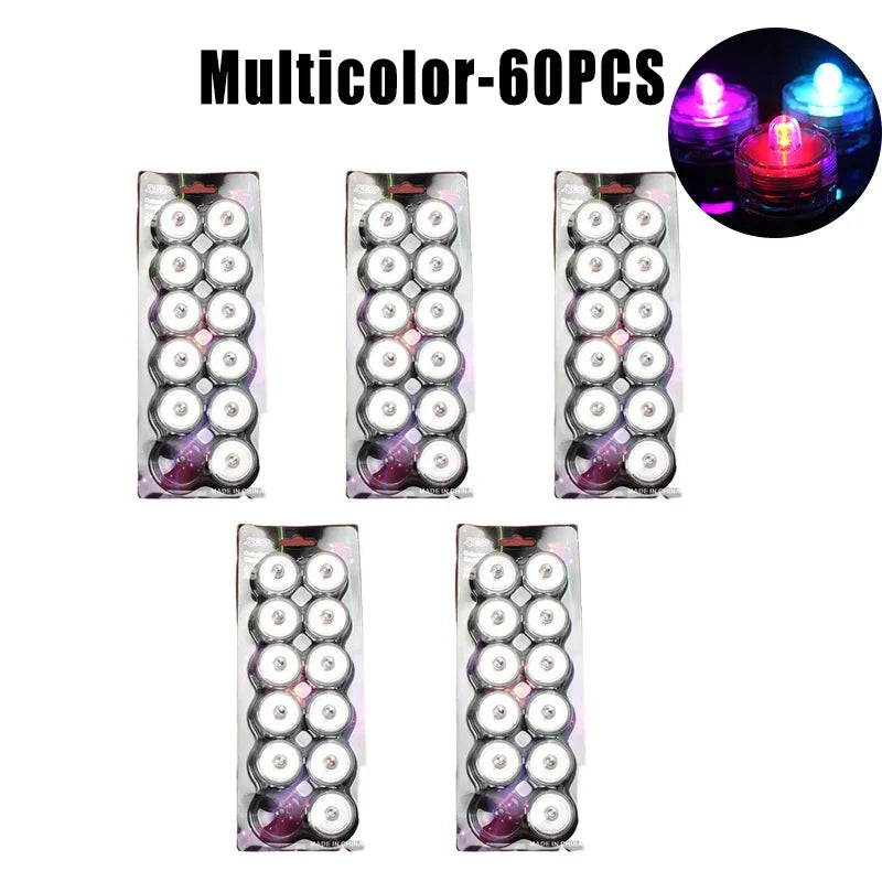 12-Pack Waterproof LED Tea Light Candles for Fish Tank & Home LED Tea Light Set Babs Multicolor-60PCS
