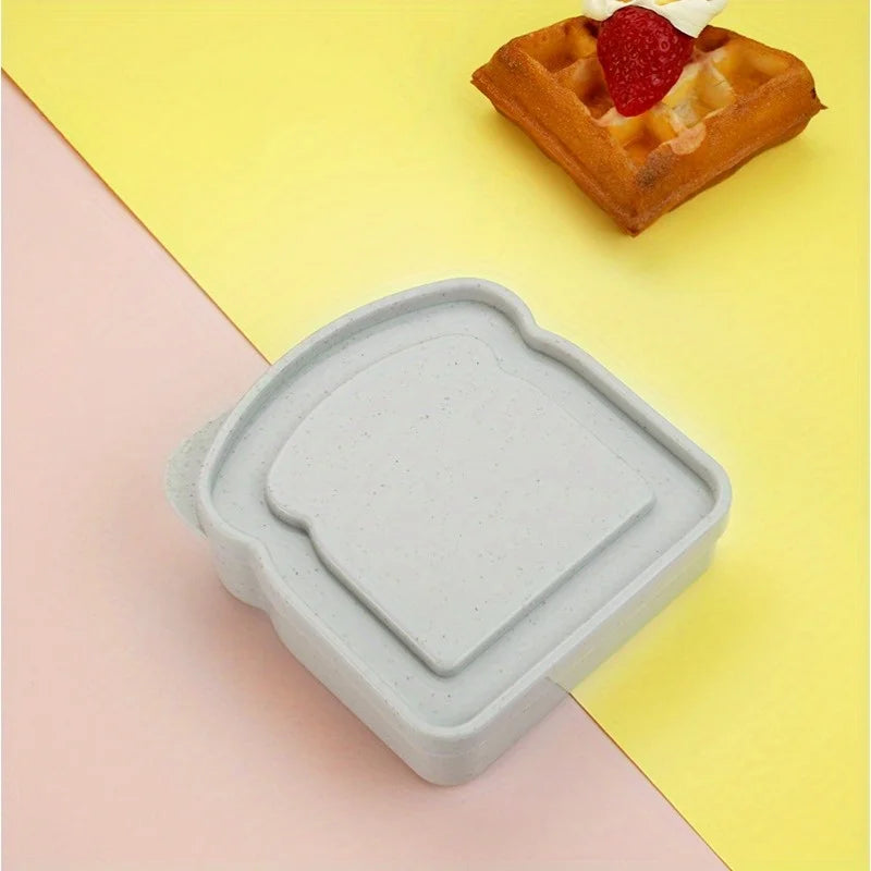 Toast-Shape Sandwich Bento Box with Lid – Reusable Lunch Sandwich Storage Box Babs Gray