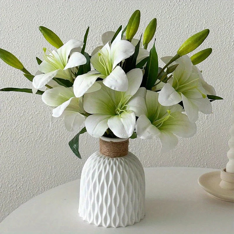 Real Touch Artificial Lily Flowers 3 Heads – Faux Flora Home Decor Artificial Flowers Babs