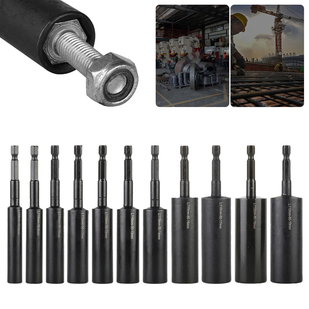 110mm Deep Hex Socket Nut Driver Drill Bit H8–H19 Adapter Socket Nut Driver Bit Babs