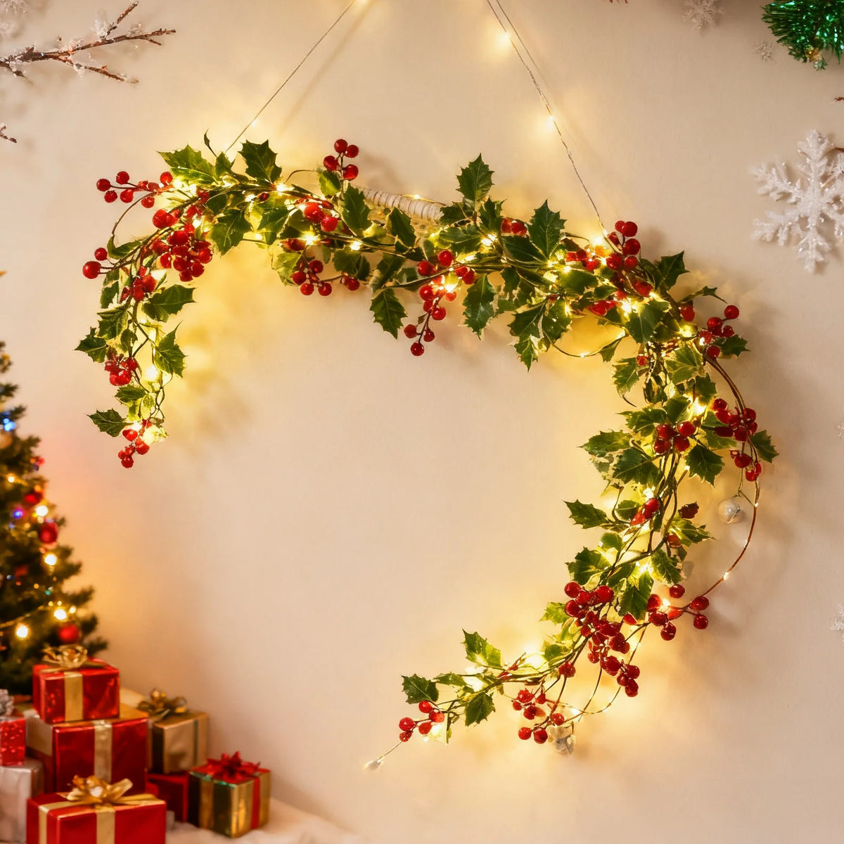 Artificial Red Berry LED Vine – Wedding & Christmas Décor Artificial LED Vine Babs
