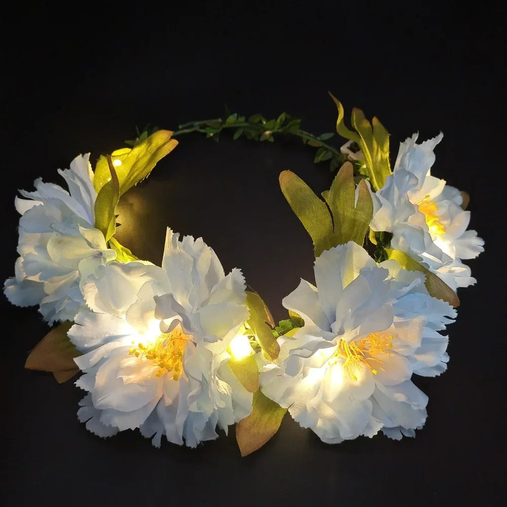 LED Flower Wreath Light-Up Headband | Glowing Floral Crown LED Floral Headband Babs