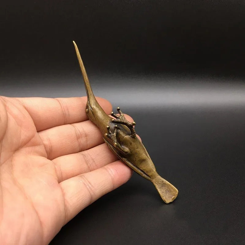 Vintage Copper Woodpecker Figurine | Brass Bird Statue Desk Decor Decorative Figurine Babs