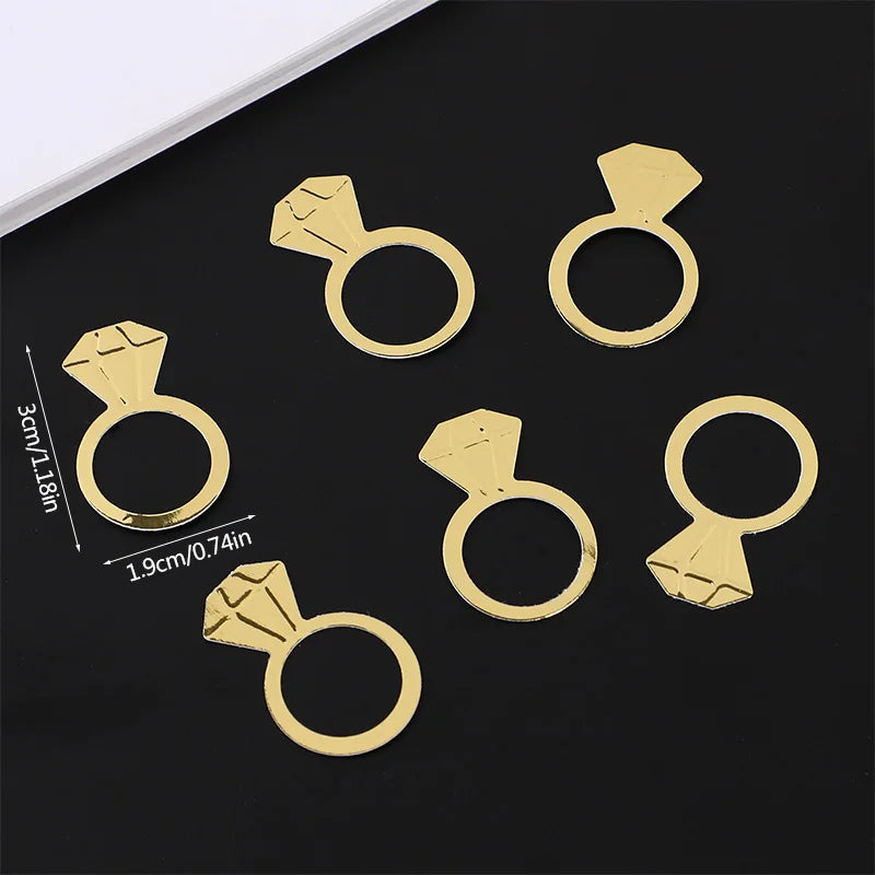 Golden Diamond Ring Confetti for Wedding & Bridal Party (50/100pcs) Party Confetti Decor Babs