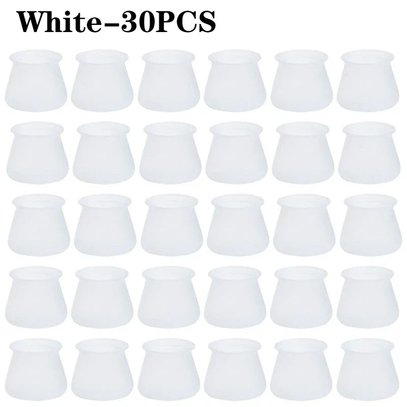 Silicone Chair Leg Caps – Anti-Slip Floor Protector Pads Furniture Leg Caps Babs White-30PCS