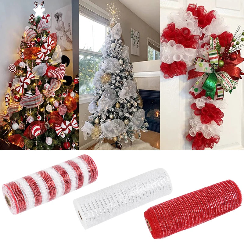 10 Yards Christmas Mesh Ribbon – DIY Wreaths & Xmas Decor Craft Mesh Ribbon Babs