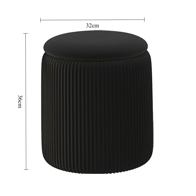 Round Storage Ottoman Pouf – Nordic Modern Fabric Footrest Stool Storage Ottoman Stool Babs Black small