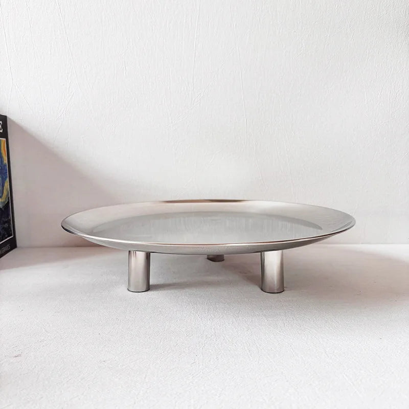 Stainless Steel Round Storage Tray | Modern Minimalist Organizer Storage Tray Babs Large