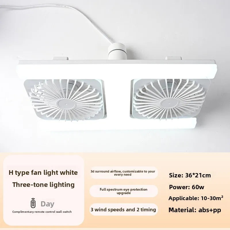 Dual Fan LED Ceiling Light E27 Base – Quiet, Powerful, 200W Ceiling Fan Light Babs