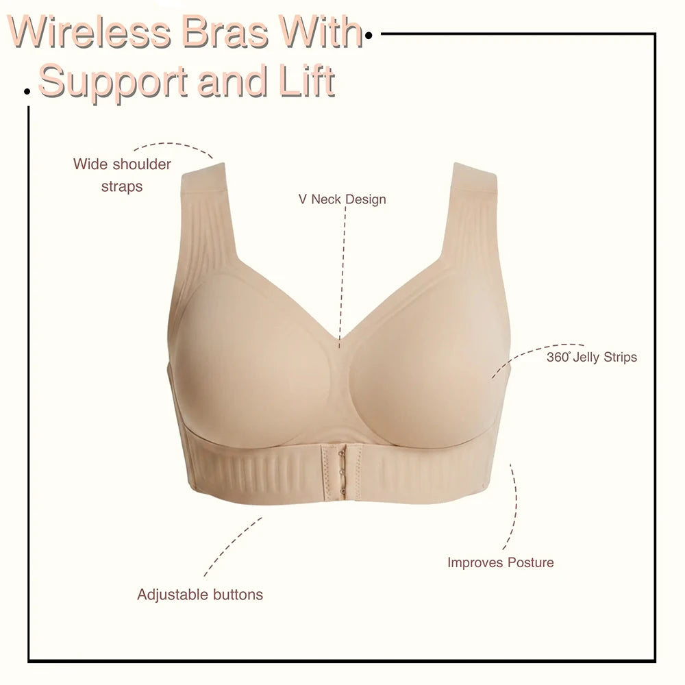 Women's Push Up Bralette – Front Closure, No Underwire, Back Support Push Up Bralette Babs