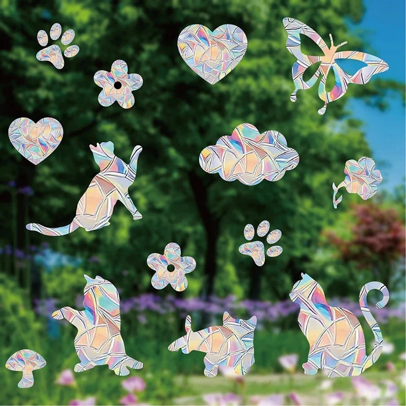 Rainbow Suncatcher Window Stickers – Cat & Butterfly PVC Decals Window Suncatcher Sticker Babs
