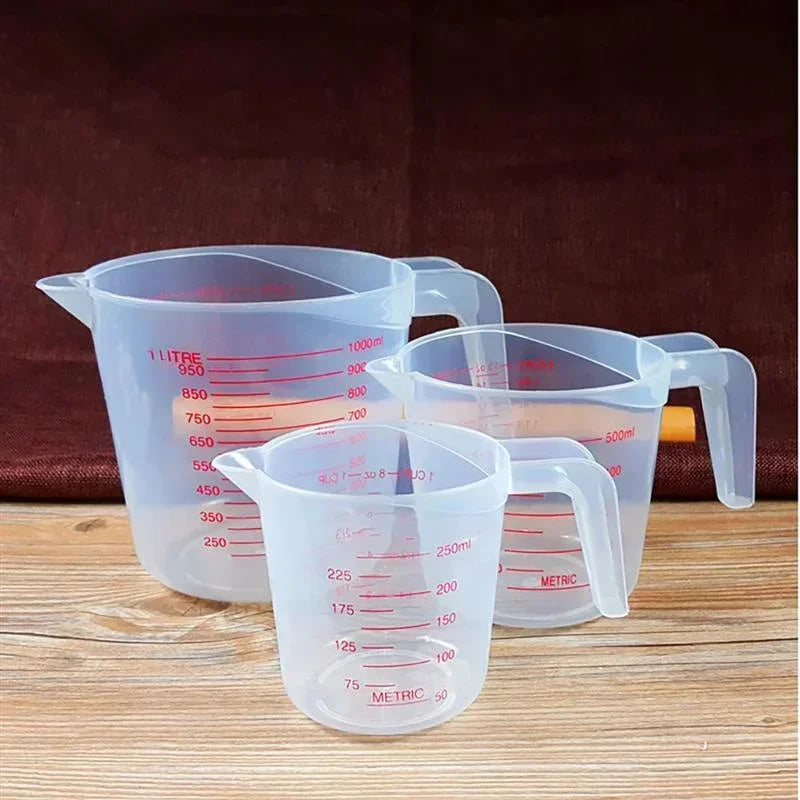 3-Piece Plastic Measuring Cups Set – 250ml, 500ml & 1000ml Measuring Cup Set Babs