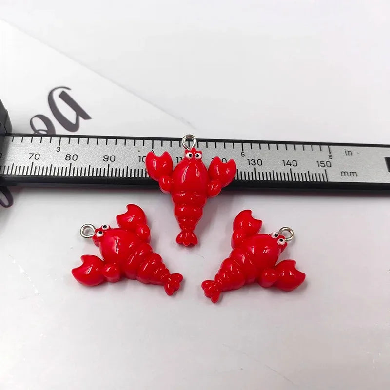 10pcs Kawaii Lobster Resin Charms – DIY Jewelry & Keychain Pendants DIY Jewelry Charms Babs