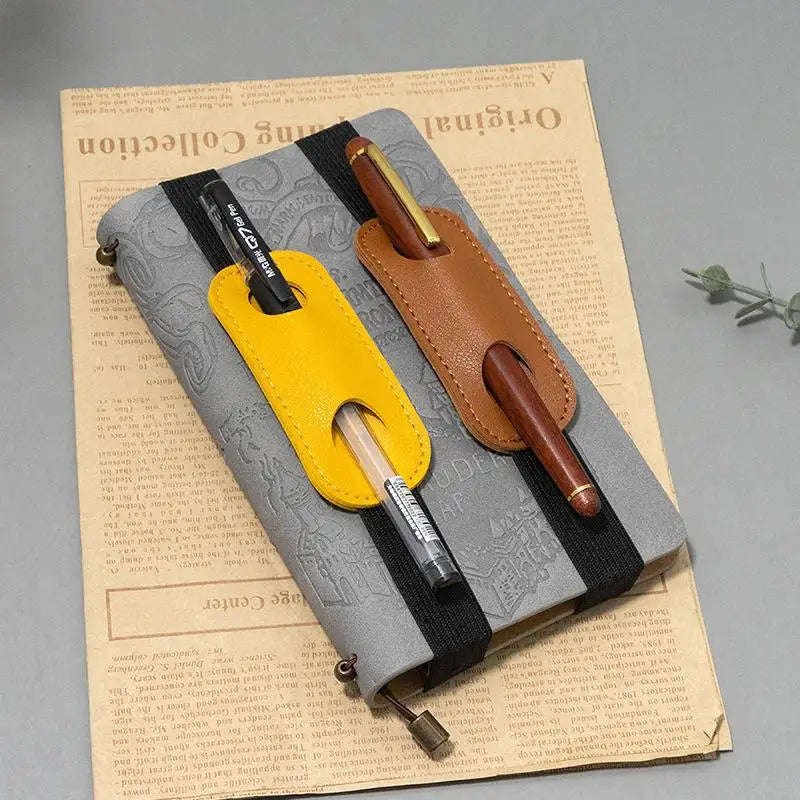 PU Leather Pen Holder with Elastic Band for Notebooks Pen Holder Clip Babs