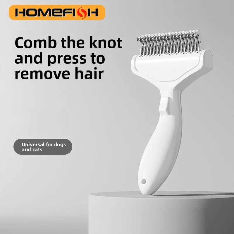 Floating Stainless Steel Pet Grooming Brush – Dog & Cat Comb Pet Grooming Brush Babs white