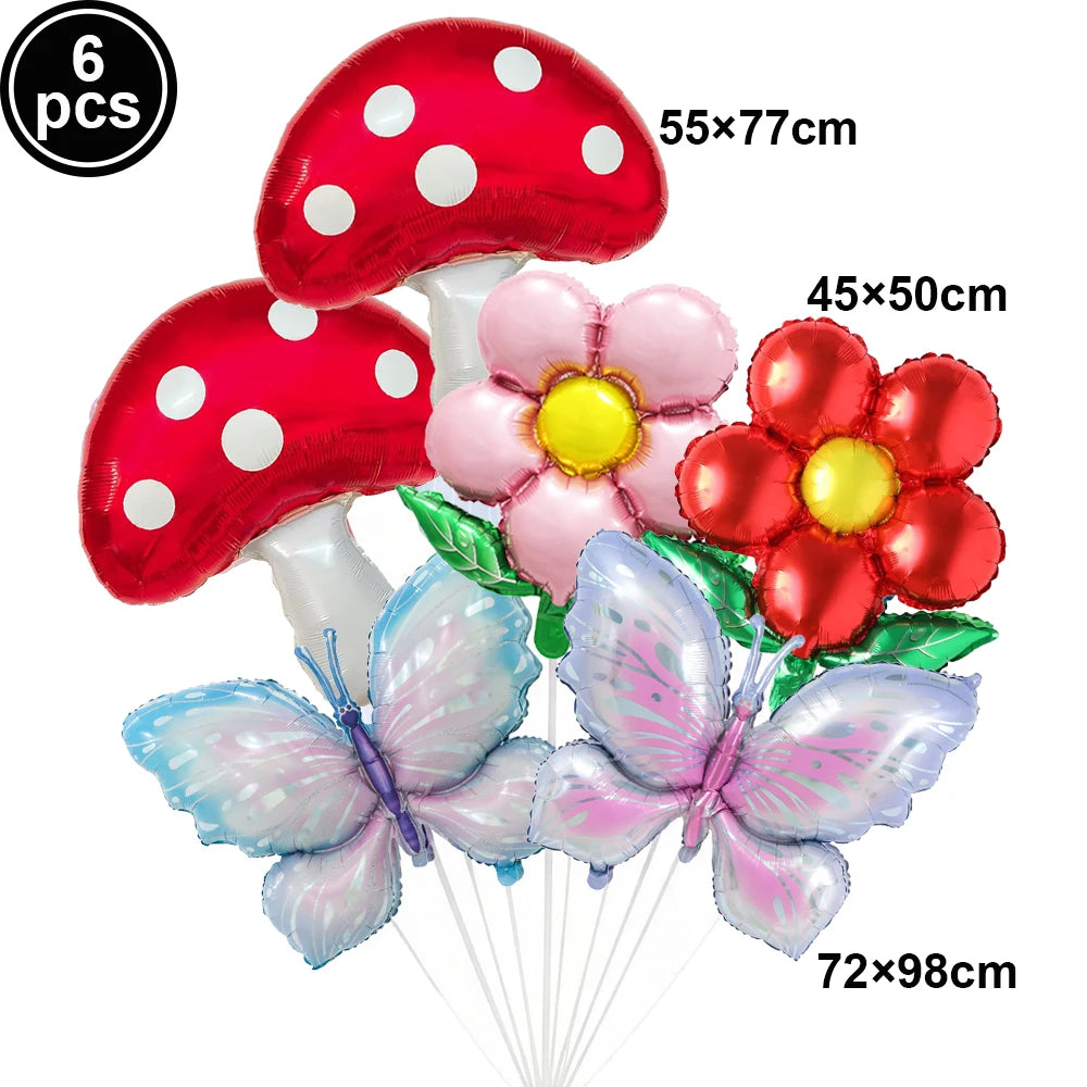 Fairy Mushroom Butterfly Rabbit Foil Balloon Set – Party Decor Party Balloon Set Babs AGATE As pictures show