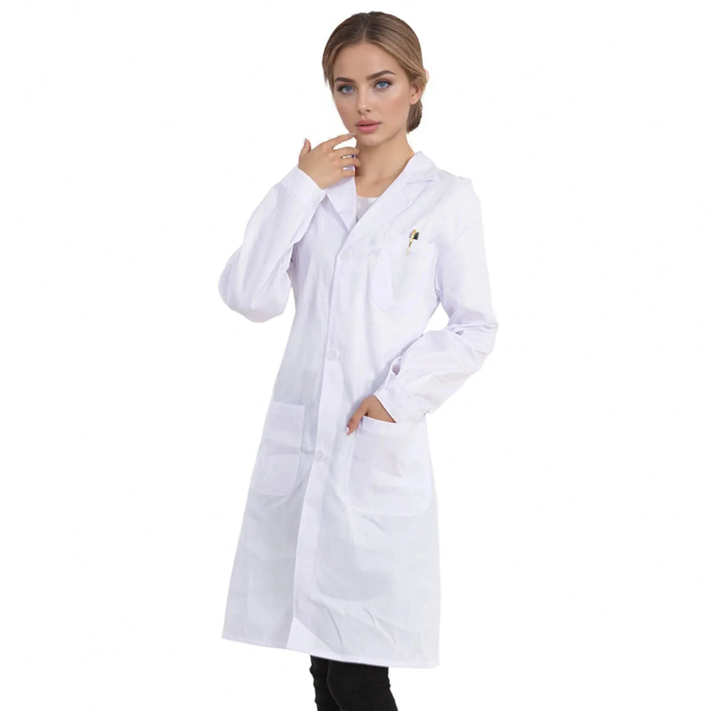 Women's White Lab Coat Long Sleeve Nurse Work Uniform Coat Women's Lab Coat Babs