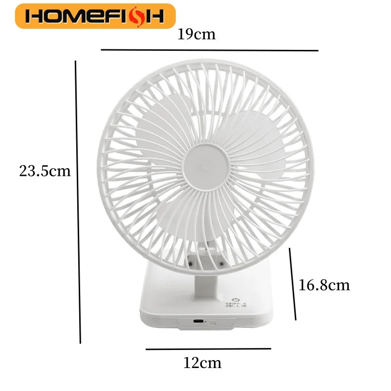 Foldable USB Electric Fan – Silent Touch Control, 6-8H Battery Portable Folding Fan Babs white