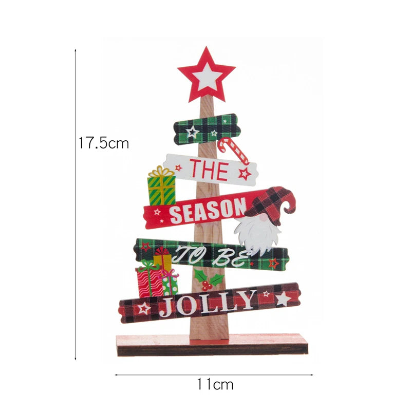 Wooden Christmas Tree Desktop Ornament & Santa Sign Plaque Christmas Desk Ornament Babs C as picture