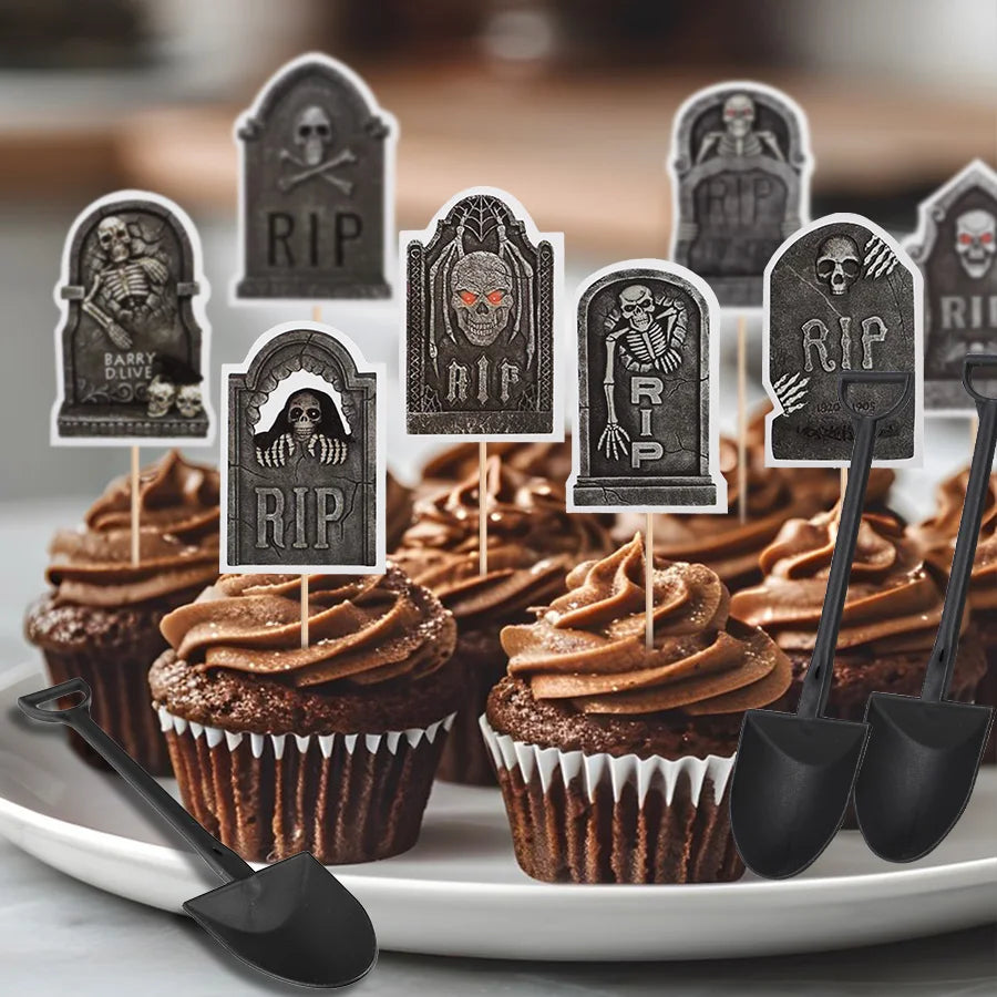 16pcs Halloween Tombstone Cake Toppers – Spooky Party Decor Halloween Cake Toppers Babs