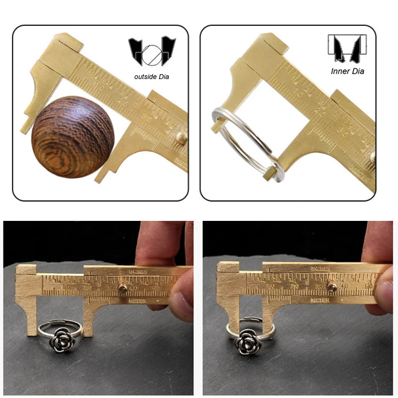 Brass Mini Vernier Caliper – Metric & Imperial Pocket Slide Gauge Vernier Caliper Babs