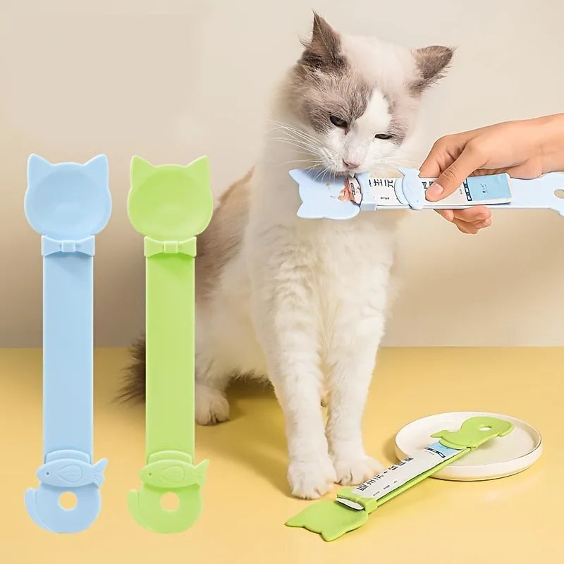 Cat Strip Feeder Spoon – Long Handle Wet Food Dispenser for Cats Cat Feeder Spoon Babs