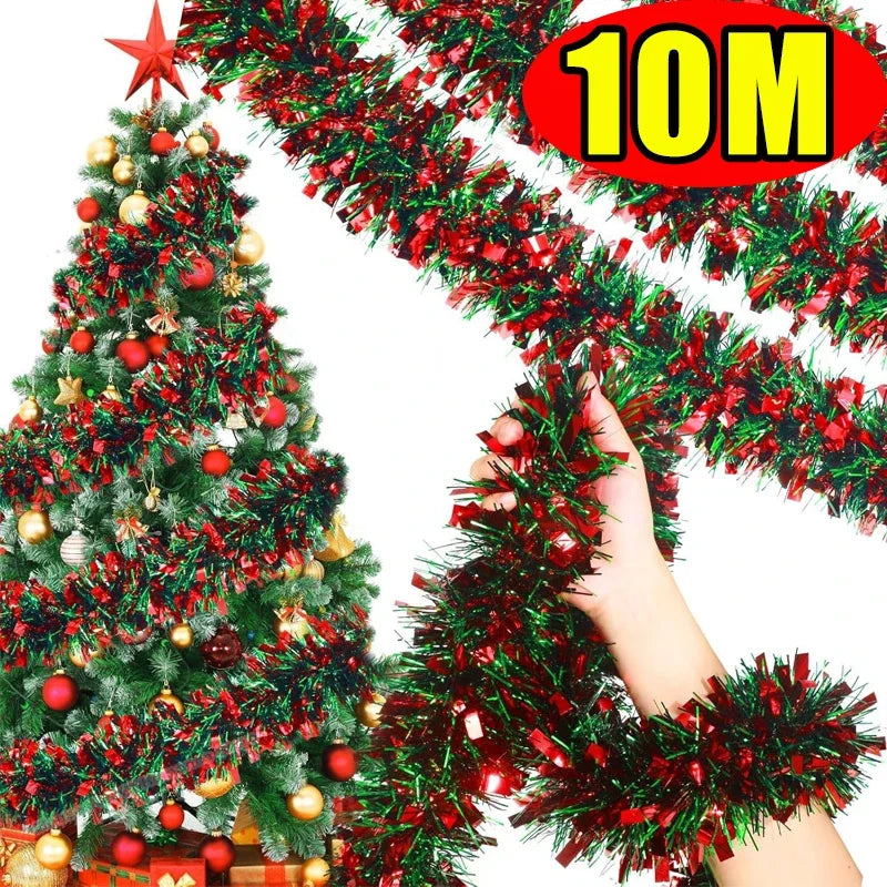 Christmas Tinsel Garland Red & Green | 2M–10M Xmas Decor Christmas Tinsel Garland Babs