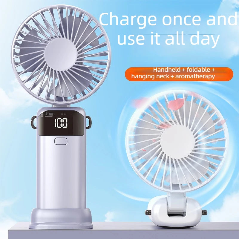 USB Rechargeable Foldable Mini Fan with Digital Display Handheld Mini Fan Babs