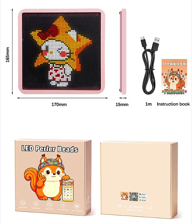 LED Smart Fuse Bead Pegboard – App-Guided DIY Pixel Art Set DIY Pixel Art Kit Babs 16.5cm x 17cm