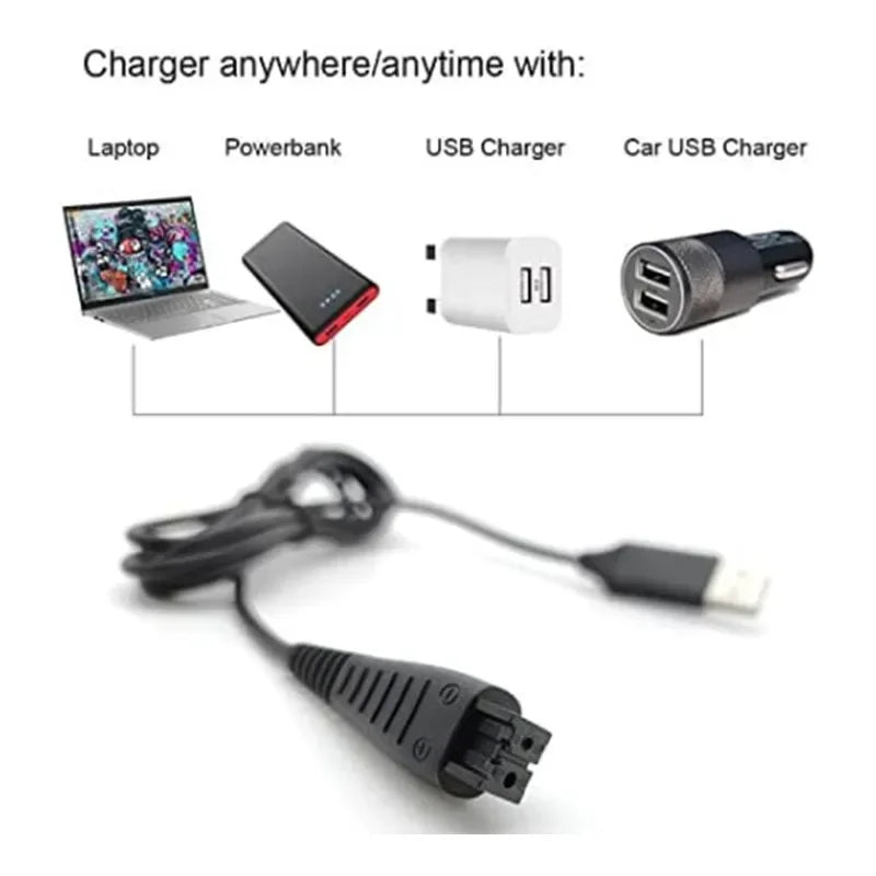 USB Charging Cable for 4.8V Razors – RE7, ES-LF, ES-LV Series Razor Charging Cable Babs