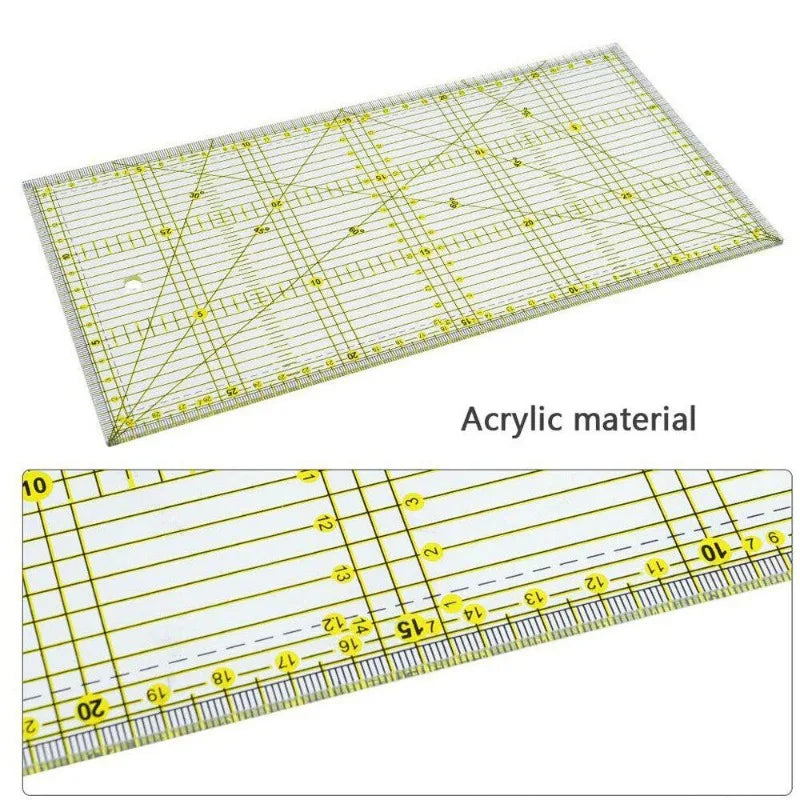 15x30cm Acrylic Quilters Ruler – Double Color Grid & Angle Lines Quilting Ruler Babs