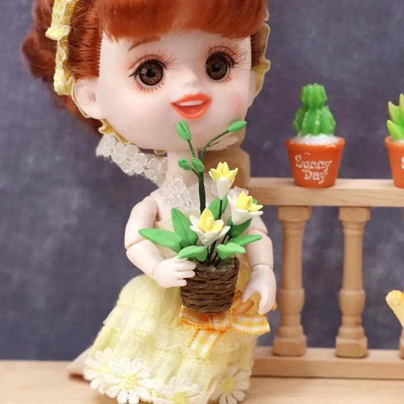 1:12 Miniature Potted Yellow Flowers – Clay Dollhouse Decor Dollhouse Miniature Babs
