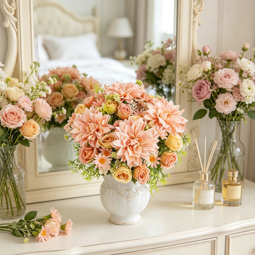 Artificial Silk Rose Dahlia Bouquet – Wedding & Home Decor Artificial Flower Bouquet Babs
