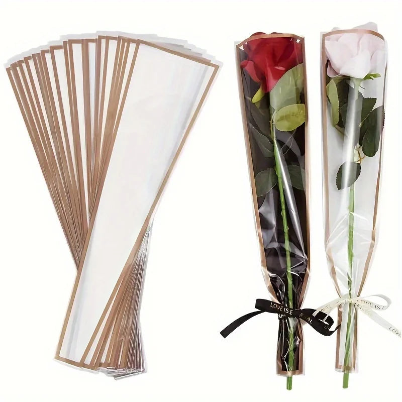 50pcs Transparent Rose Flower Bouquet Packaging Bags Floral Packaging Bags Babs
