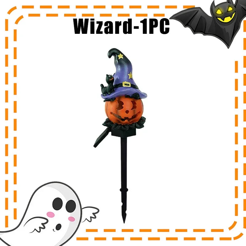 Solar Halloween Garden Stake Lights – Pumpkin Ghost Design Solar Garden Stake Light Babs Wizard-1PC