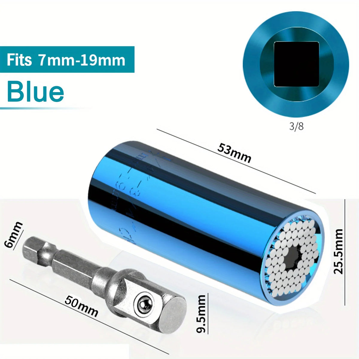 Universal Socket Wrench Set 7–19mm | 3/8" Impact Adapter Socket Wrench Set Babs Blue