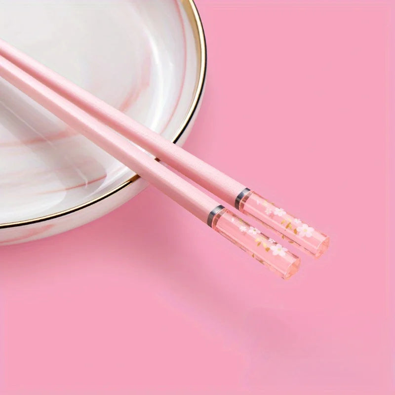 Pink Alloy Chopsticks with Cherry Amber | Reusable Tableware Reusable Chopsticks Babs