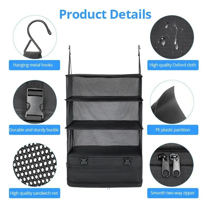 3-in-1 Hanging Travel Clothes Organizer Bag | Large Capacity Travel Organizer Bag Babs